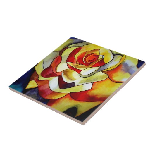 Geel schilderij van Freesia waterverf Tegeltje (Zijkant)