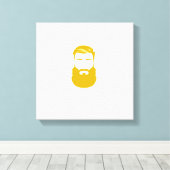 Geel schildoek met baarden canvas afdruk (Insitu (Houten vloer))