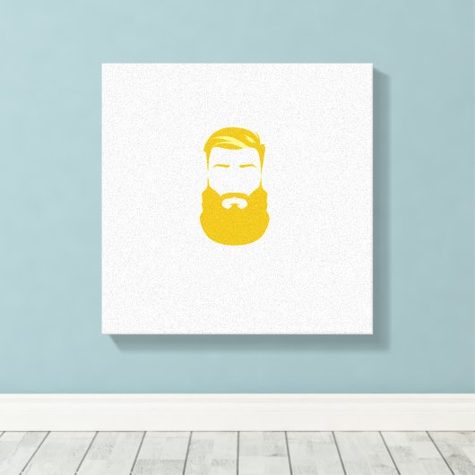 Geel schildoek met baarden canvas afdruk (Insitu (Houten vloer))