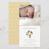 Geel schoeisel Loof Foto Baby Geboorteaankondiging Bedankkaart (Voorkant / Achterkant)