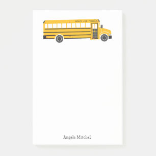Geel schoolbus persoonlijke kantoorbenodigdheden post-it® notes