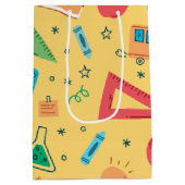 Geel schoolmateriaal medium cadeauzakje (Achterkant)