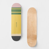 Geel schoolpotlood Grafisch gepersonaliseerd Persoonlijk Skateboard (Voorkant)