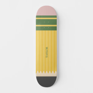 Geel schoolpotlood Grafisch gepersonaliseerd Persoonlijk Skateboard