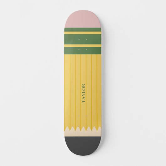 Geel schoolpotlood Grafisch gepersonaliseerd Persoonlijk Skateboard (Voorkant)