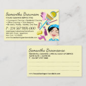 Geel schoonmaken Janitorial Maid Housekeeping Visitekaartje (Voorkant / Achterkant)