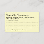 Geel schoonmaken Janitorial Maid Housekeeping Visitekaartje (Achterkant)