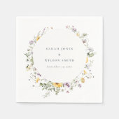 Geel Sering Wilde Bloem Cirkel Frame Bruiloft Servet (Voorkant)