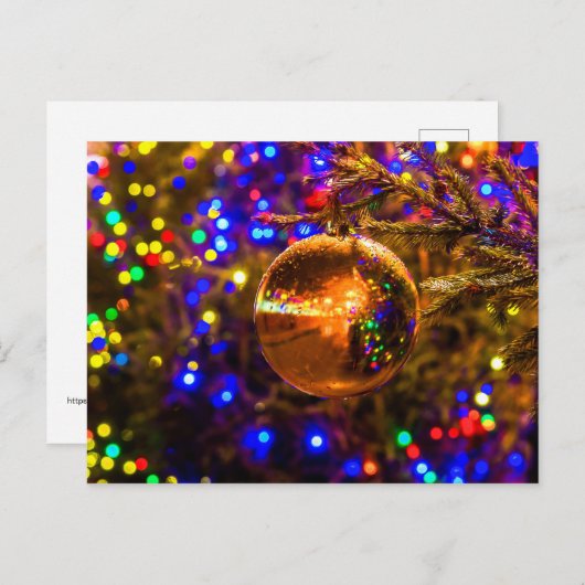 Geel sierblok, kleurrijke lichten briefkaart (Voorkant / Achterkant)