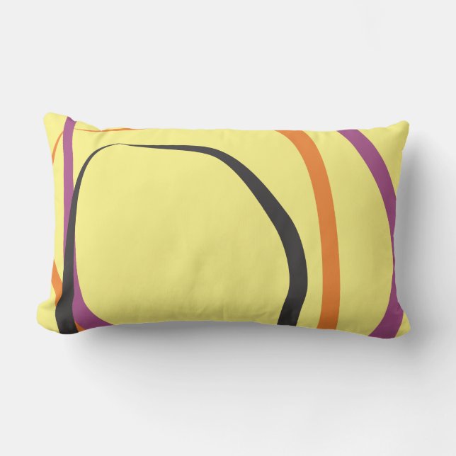 Geel Sierkussen met Paarse & Tangerine accenten Kussen (Voorkant)