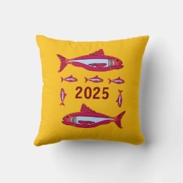 Geel Sierkussen met Rode Vis 2025