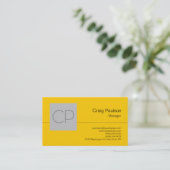 Geel Silver Grey Chic Monogram Visitekaartje (Staand voorkant)