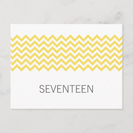 Geel Simple Chevron Table Number Briefkaart (Voorkant)