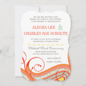 Geel Sinaasappel Aqua Mint Persimmon Paisley Weddi Kaart (Voorkant)