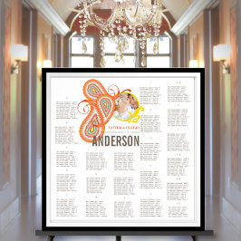 Geel Sinaasappel Aqua Mint Persimmon Paisley Weddi Poster