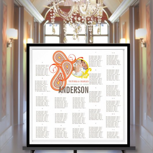 Geel Sinaasappel Aqua Mint Persimmon Paisley Weddi Poster
