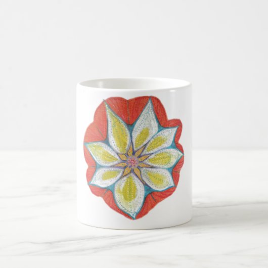 Geel Sinaasappel Aquarel Mandala Classic Wit Mok (Center)