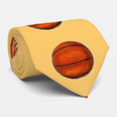 Geel Sinaasappel Basketbal Neckwear Stropdas (Opgerold)