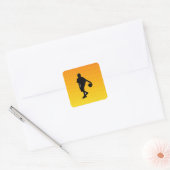 Geel Sinaasappel Basketbal Vierkante Sticker (Envelop)