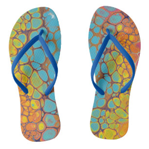 Geel Sinaasappel Blauwgroen Morning Glory Paint Te Teenslippers