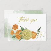 geel sinaasappel bloemen groen bedankkaart (Voorkant / Achterkant)