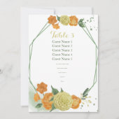 Geel sinaasappel Bloemen Zitkaart Tafelnummer (Voorkant)