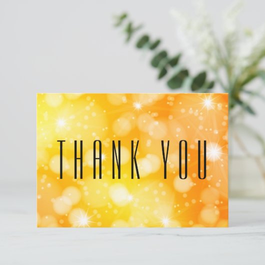 Geel & Sinaasappel Bokeh Flat Bedankkaart (Staand voorkant)