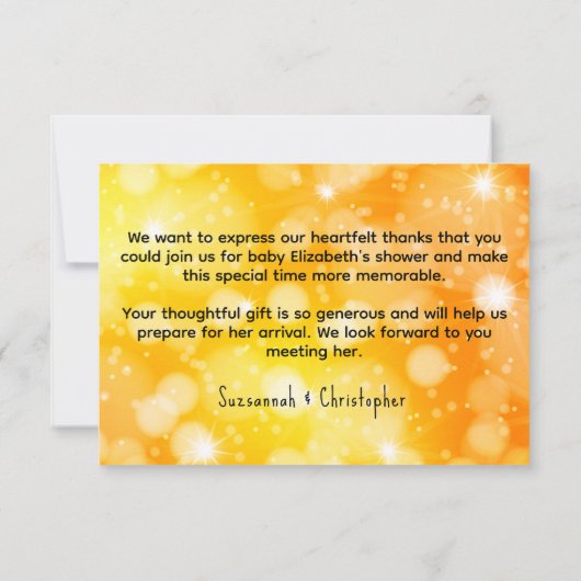 Geel & Sinaasappel Bokeh Flat Bedankkaart (Achterkant)