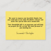 Geel & Sinaasappel Bokeh Flat Informatiekaartje (Achterkant)