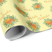 Geel Sinaasappel bruiloft Cadeaupapier (Rol Hoek)