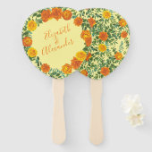 Geel Sinaasappel bruiloft Handwaaier (Voorkant en achterkant)