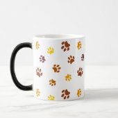 Geel Sinaasappel Bruin Paw Prints Patroon Magische Mok (Links)