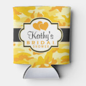 Geel Sinaasappel Camo, Camouflage Vrijgezellenfees Blikjeskoeler (Voorkant)