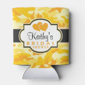 Geel Sinaasappel Camo, Camouflage Vrijgezellenfees Blikjeskoeler (Achterkant)