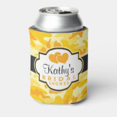 Geel Sinaasappel Camo, Camouflage Vrijgezellenfees Blikjeskoeler (Blikje Achterkant)