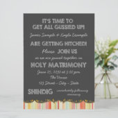 Geel Sinaasappel Chalkboard Country Wedding Kaart (Staand voorkant)