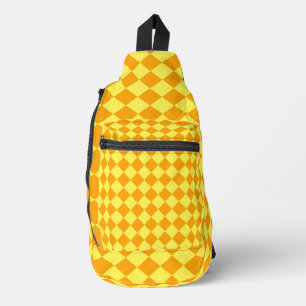Geel Sinaasappel Checker Diamantpatroon Sling Bag