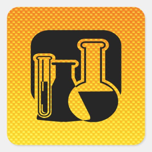 Geel Sinaasappel Chemie Vierkante Sticker (Voorkant)