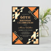 Geel Sinaasappel Driehoek Geometrisch Zwart Verjaa Kaart (Staand voorkant)