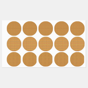 Geel, sinaasappel en bruin inpakpapier vellen ar labels