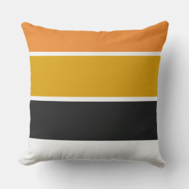 Geel Sinaasappel en grijze strepen Kussen