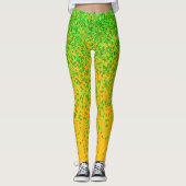 Geel Sinaasappel en groene sproeten Print Leggings (Voorkant)