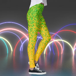 Geel Sinaasappel en groene sproeten Print Leggings
