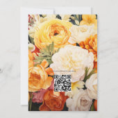 Geel, Sinaasappel en Ivoor Bloemen Bruiloft Kaart (Achterkant)