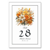 Geel, Sinaasappel en Ivoor Bloemen Bruiloft Kaart (Achterkant)