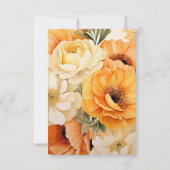 Geel, Sinaasappel en Ivoor Bloemen Bruiloft RSVP Kaartje (Achterkant)