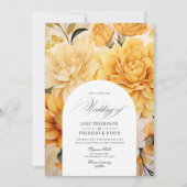 Geel, Sinaasappel en Ivoor Bloemen bruiloft uitnod Kaart (Voorkant)