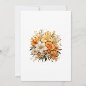 Geel, Sinaasappel en Ivoor Bloemen bruiloft uitnod Kaart (Achterkant)