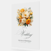 Geel, Sinaasappel en ivoor bloemenbruiloft welkom Acryl Bord (Hoek)