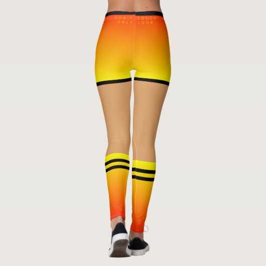 Geel Sinaasappel Faux Shorts en Sokken Sport Leggi Leggings (Achterkant)